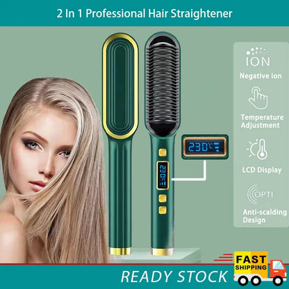 Cepillo Alisador Inteligente con Pantalla LCD – 31 Niveles, Cerámica y Control de Temperatura