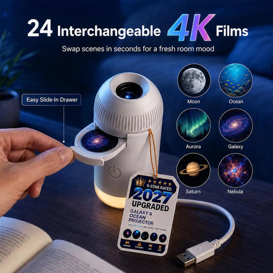 Proyector USB Cielo Estrellado 360° – Lámpara Galaxy Ambiente para Auto y Dormitorio