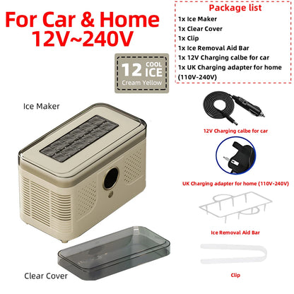 Máquina de Hielo Mini Portátil 12V/220V – Para Auto, Hogar, Oficina y Camping