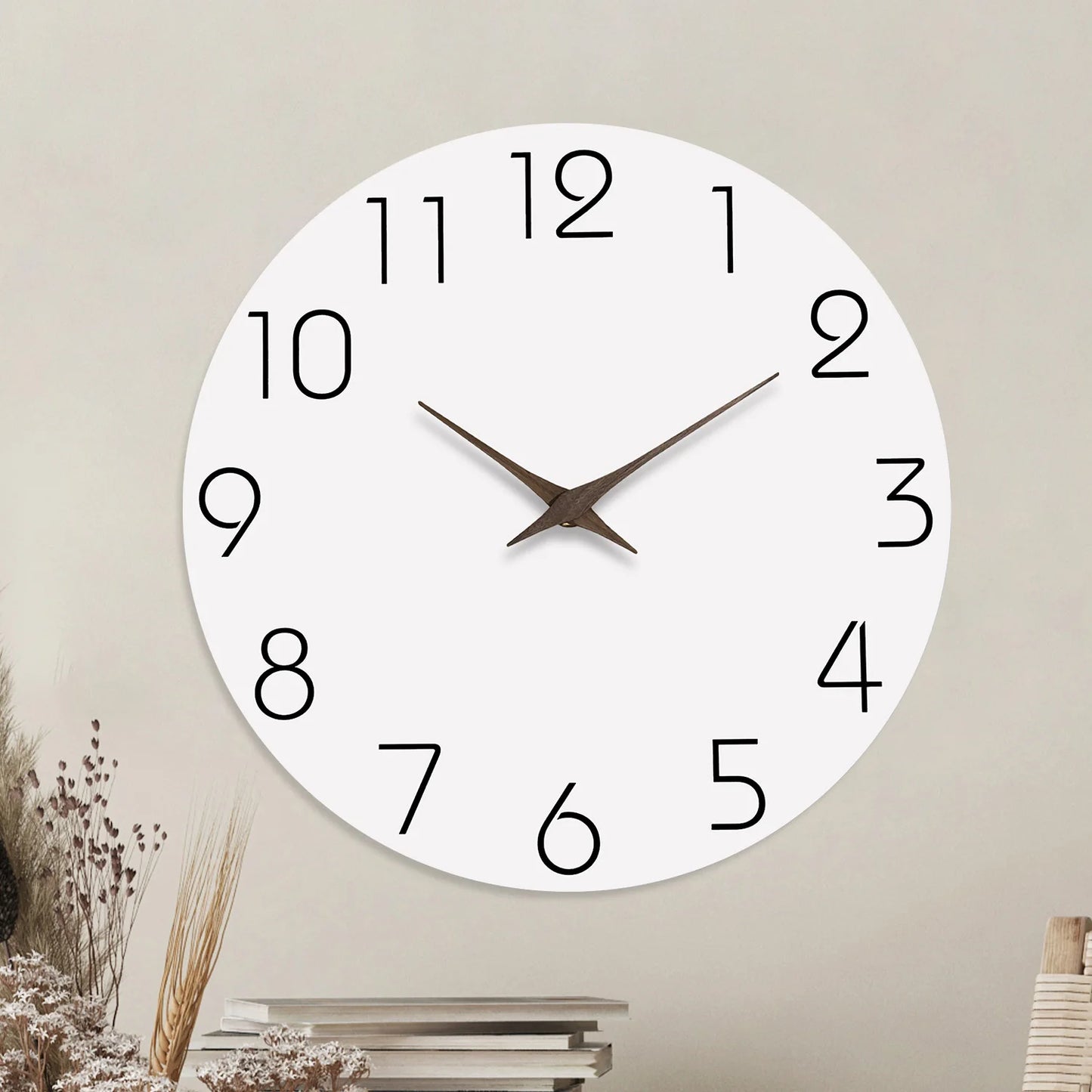 Reloj de Pared Moderno de Madera – Movimiento Silencioso de Cuarzo para Hogar