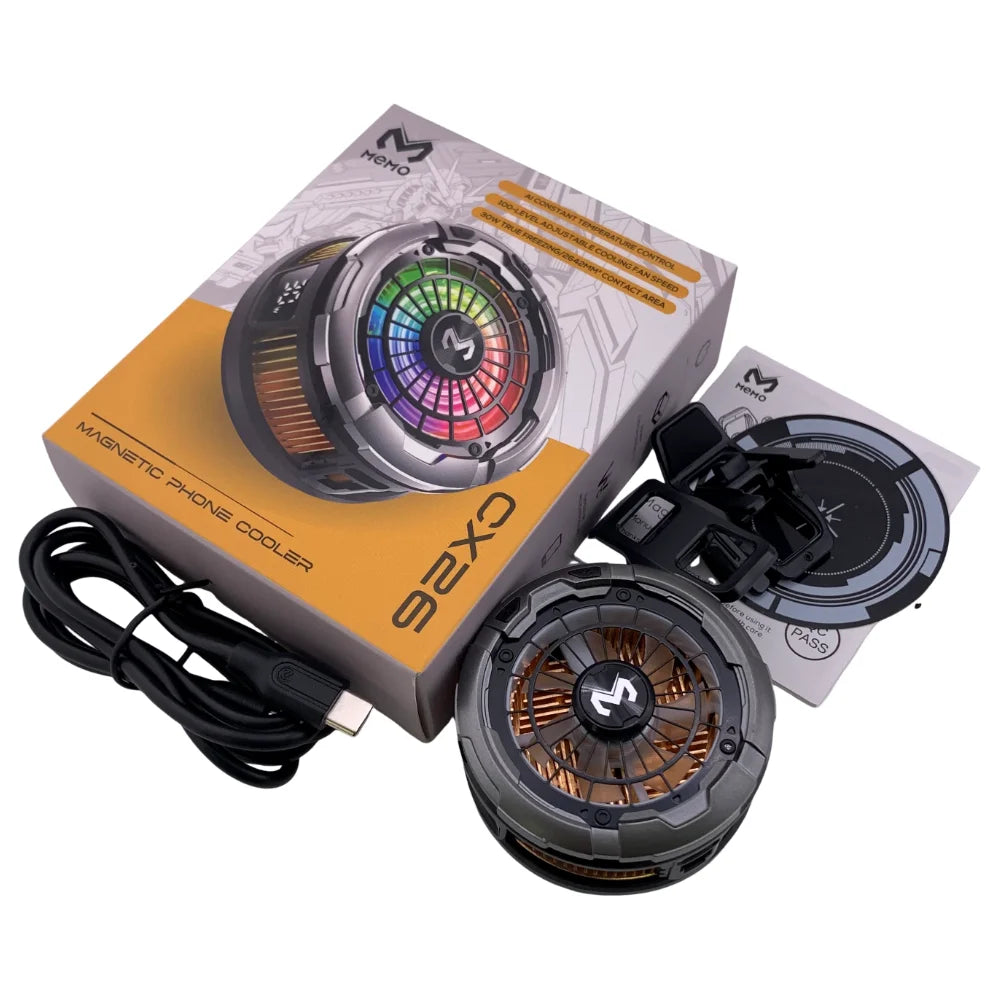 MEMO CX26 Enfriador Magnético 30W con RGB, Control de Temperatura IA y Ventilador 7500 RPM