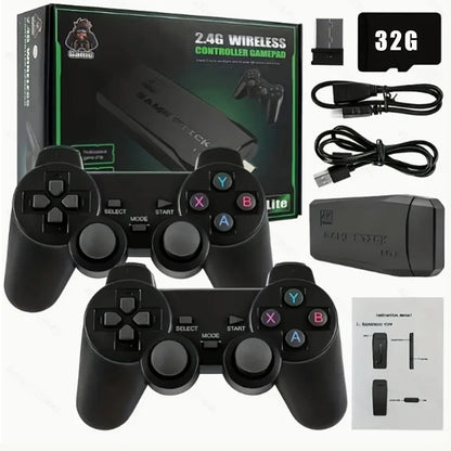 Consola Gaming Stick Basix 4K – Doble Control Inalámbrico 2.4G, 20000+ Juegos Retro, 64GB