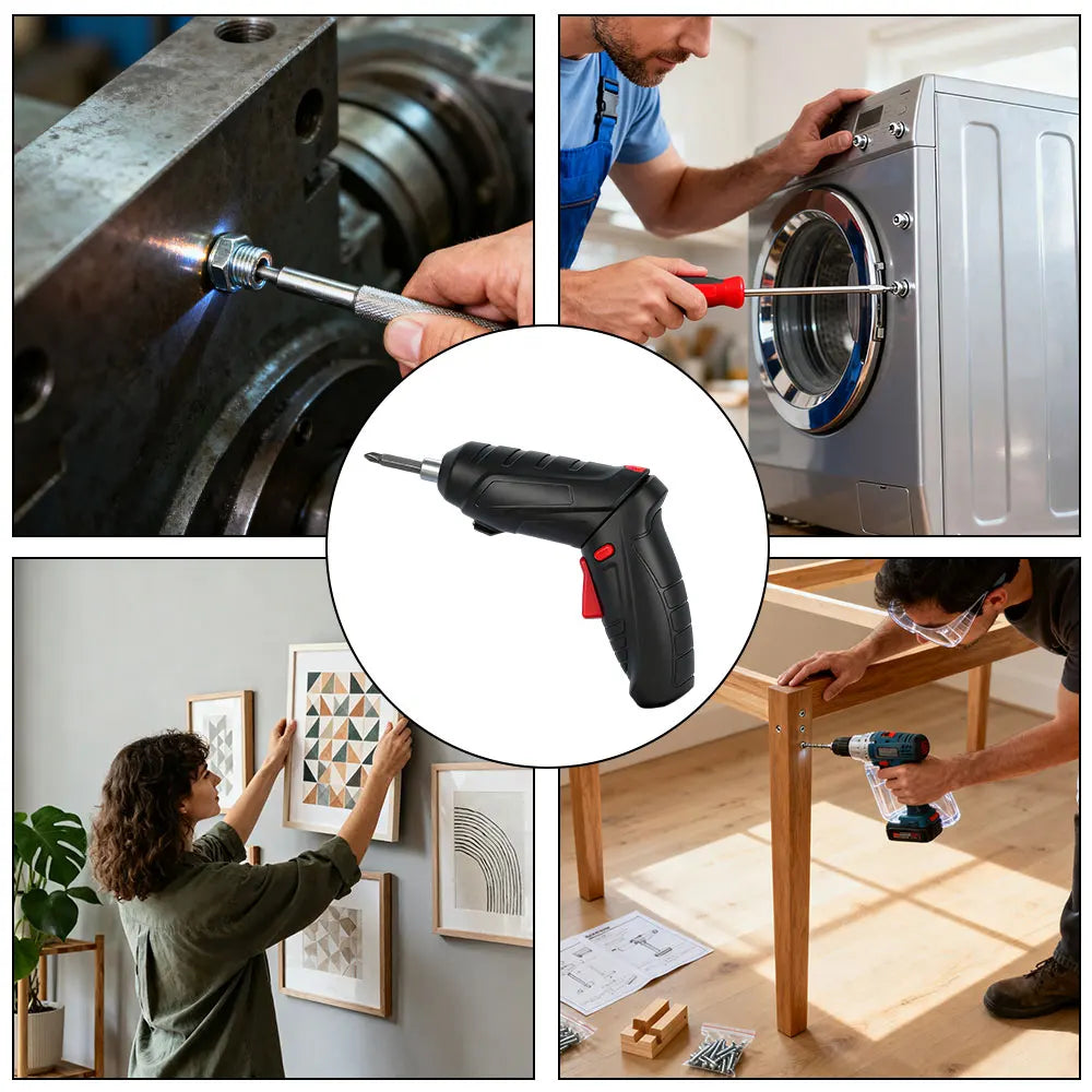 Destornillador Eléctrico Inalámbrico 3.6V con Kit de 47 Accesorios — Recargable y Multifunción