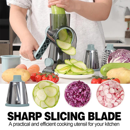 Rallador Giratorio Multifunción 3 en 1 – Cortador de Verduras, Queso y Frutos Secos