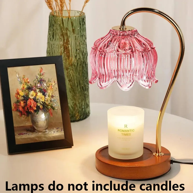 Calentador de Velas Nórdico de Vidrio – Luz Nocturna Retro para Dormitorio y Hogar
