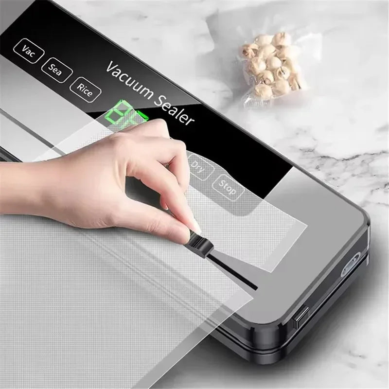 Selladora al Vacío Eléctrica Doméstica con Cortador Integrado – Conservación de Alimentos con Un Toque