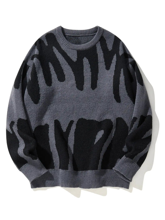 Suéter de Hombre Tejido Jacquard – Cuello Redondo, Diseño Moderno y Abrigo para Otoño e Invierno