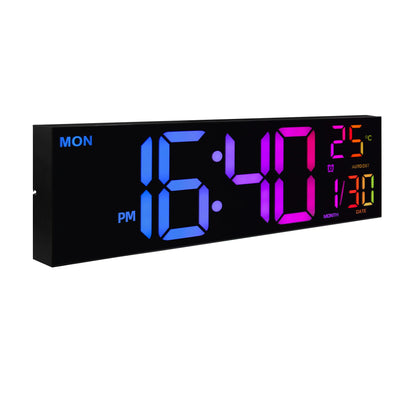 Reloj Digital LED de Pared 16" con Control Remoto, Alarma y Temperatura
