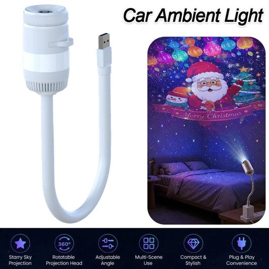 Proyector Galaxy 2 en 1 – Luz Ambiente para Auto USB con Brillo Ajustable