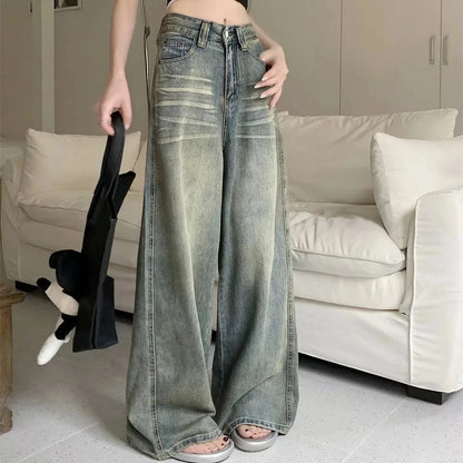 Jeans Anchos Y2K para Mujer – Cintura Alta, Corte Recto Retro Vintage