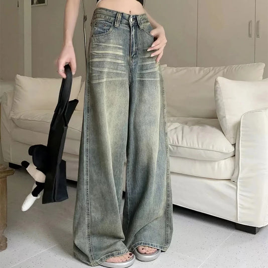 Jeans Anchos Y2K para Mujer – Cintura Alta, Corte Recto Retro Vintage