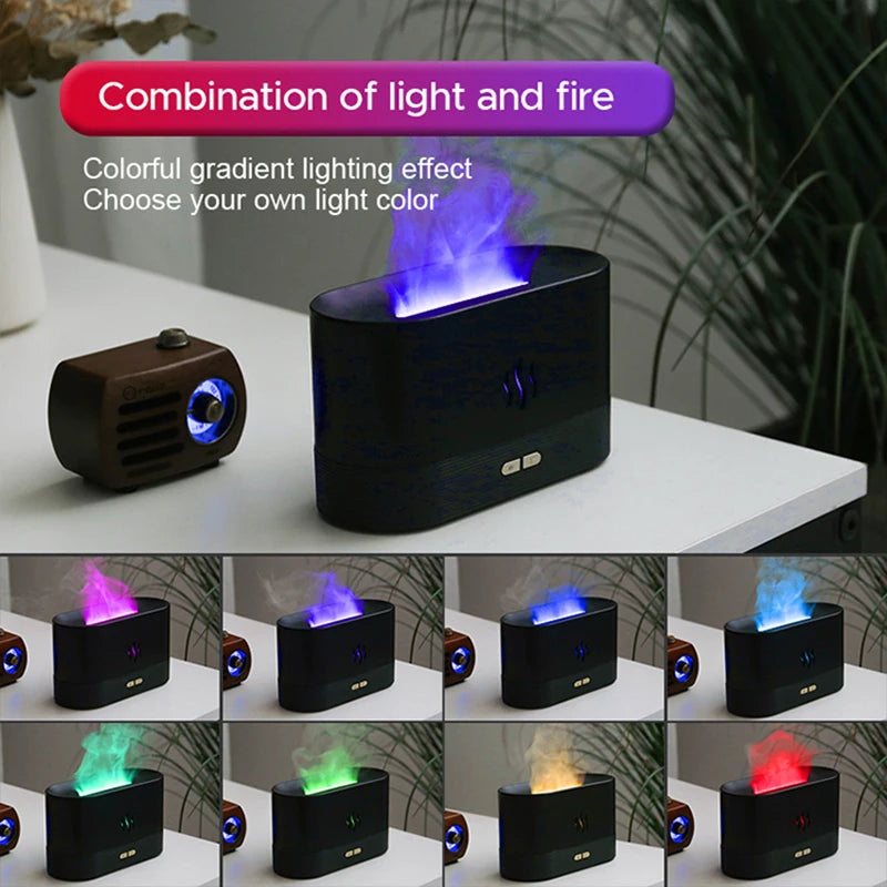 Difusor de Aromas Kinscoter con Humidificador Ultrasónico y Lámpara de Llama LED – Aceites Esenciales