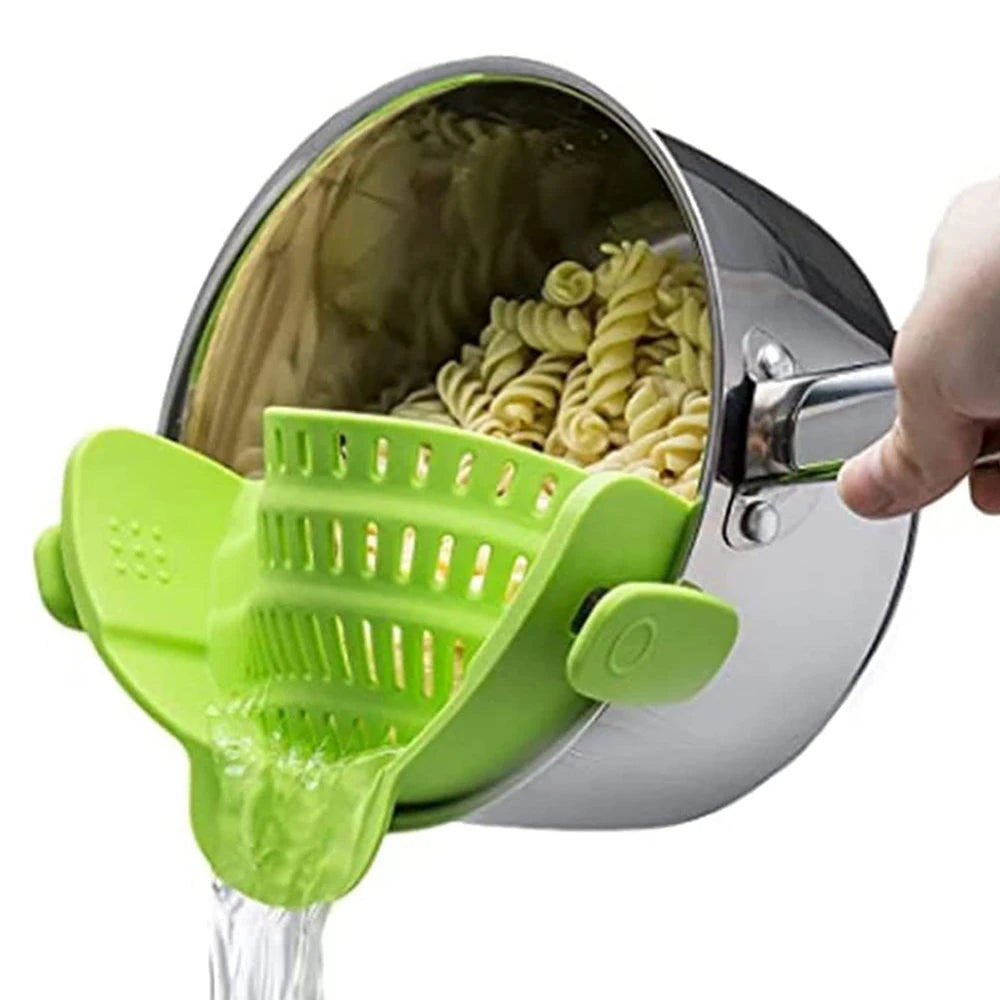 Colador de Silicona con Clip para Ollas y Sartenes – Escurridor Práctico para Pasta y Verduras