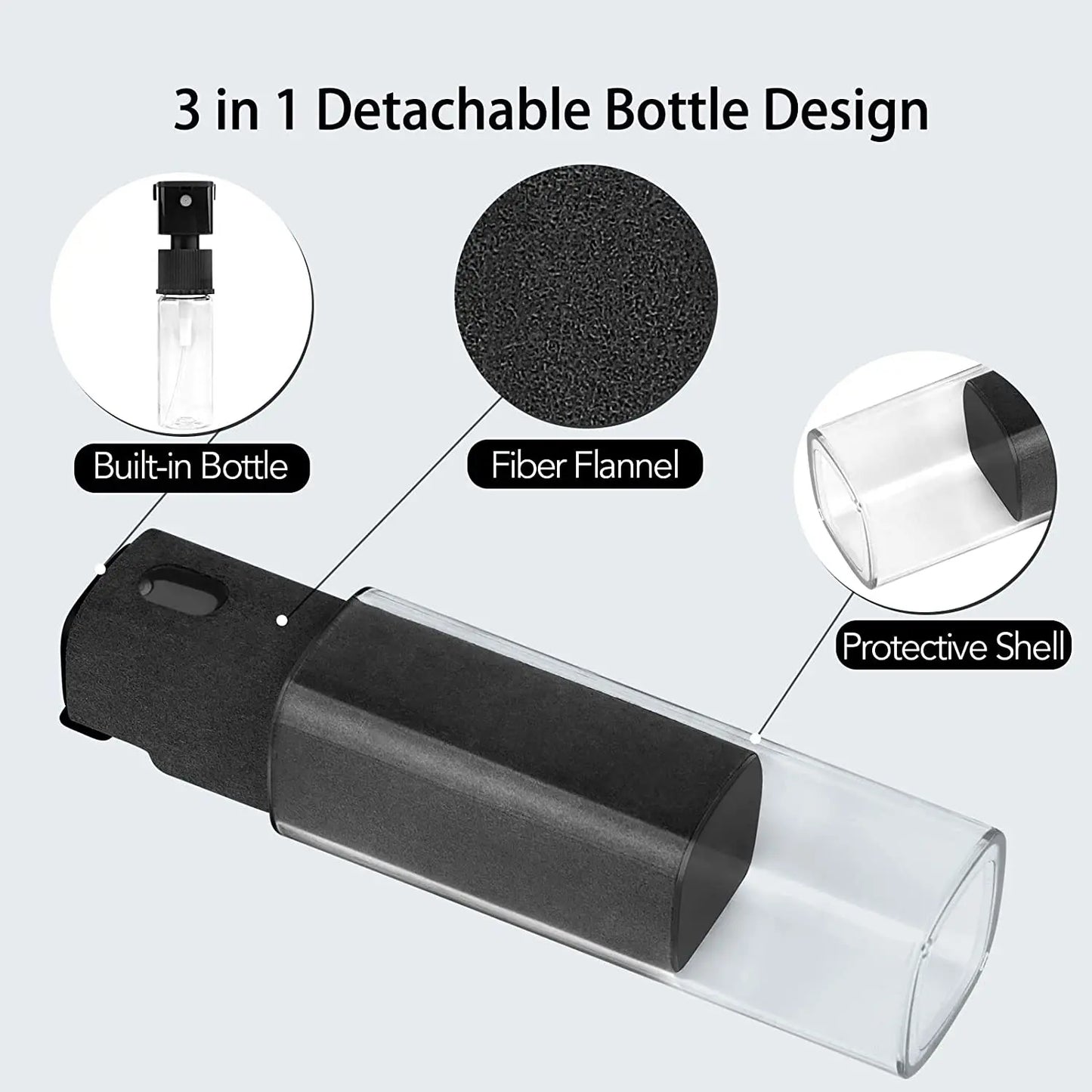 Kit Limpiador de Pantalla 2 en 1 con Spray Portátil y Paño de Microfibra para Apple Watch, iPhone, PC y Laptops