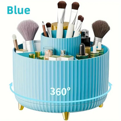 Porta Pinceles de Maquillaje Giratorio 360° con 5 Ranuras – Organizador Multifuncional para Tocador y Baño