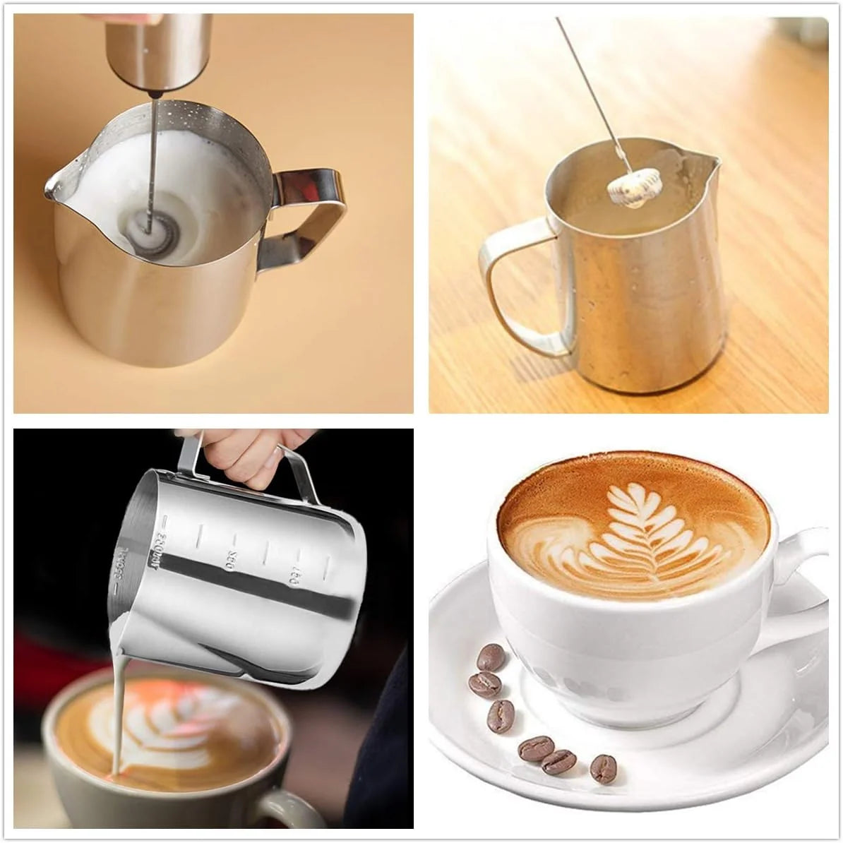 Espumador de Leche de Acero Inoxidable Recargable – 2 Velocidades para Latte y Cappuccino