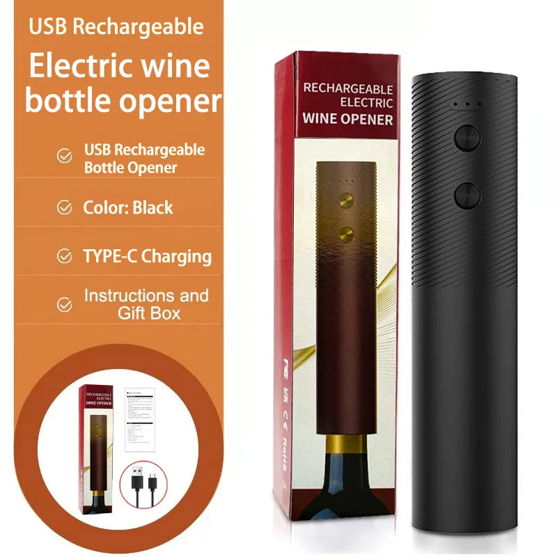 Descorchador Eléctrico de Vino – Recargable USB, Un Solo Toque