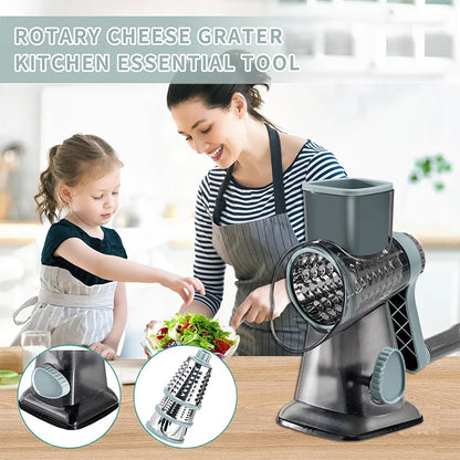 Rallador Giratorio Multifunción 3 en 1 – Cortador de Verduras, Queso y Frutos Secos