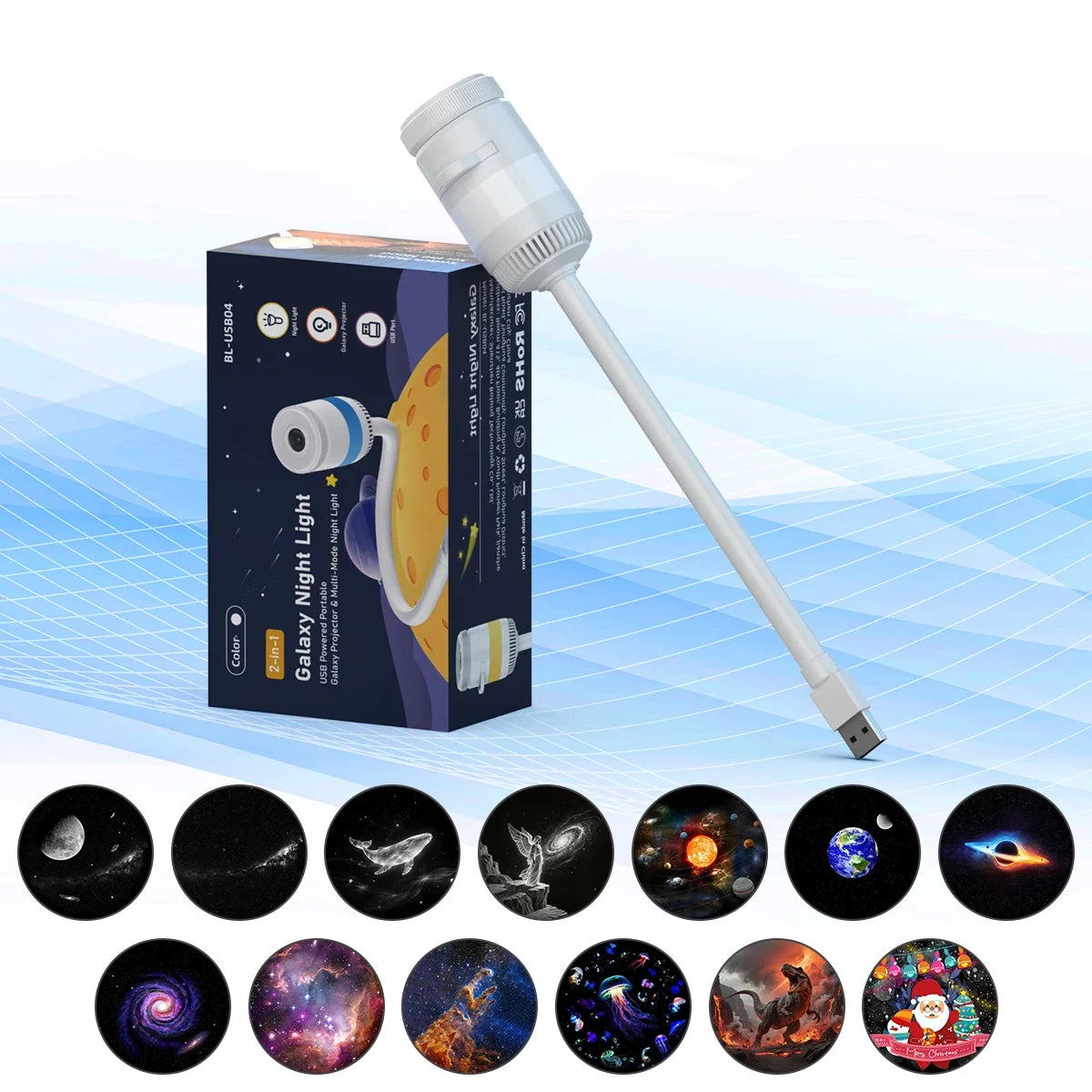 Proyector Galaxy 2 en 1 – Luz Ambiente para Auto USB con Brillo Ajustable
