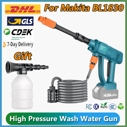 Hidrolavadora Inalámbrica de Alta Presión Bonacell para Lavado de Autos, Compatible con Baterías Makita 18V, con Manguera de Agua Ajustable