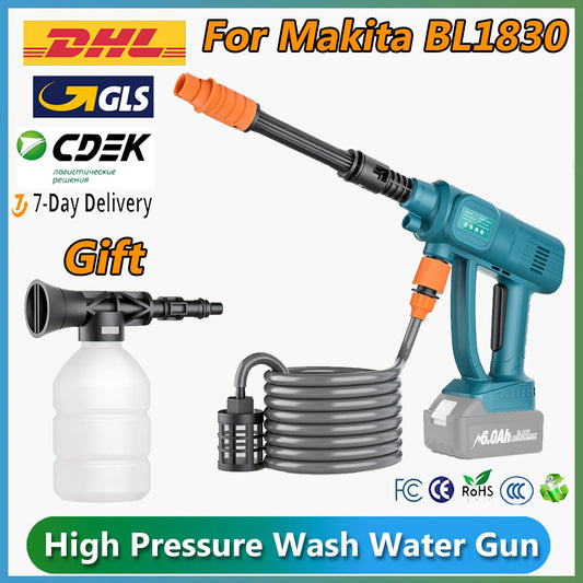 Hidrolavadora Inalámbrica de Alta Presión Bonacell para Lavado de Autos, Compatible con Baterías Makita 18V, con Manguera de Agua Ajustable
