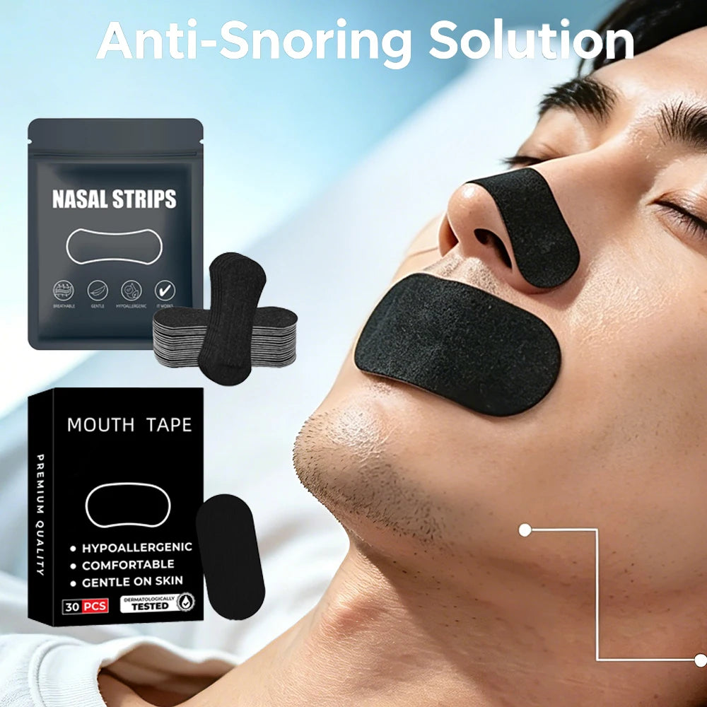 Tiras Nasales Antirronquidos 2 en 1 para Mejorar la Respiración, Cinta Bucal Antirronquidos, Expansor Nasal para Mejorar el Sueño y Reducir los Ronquidos