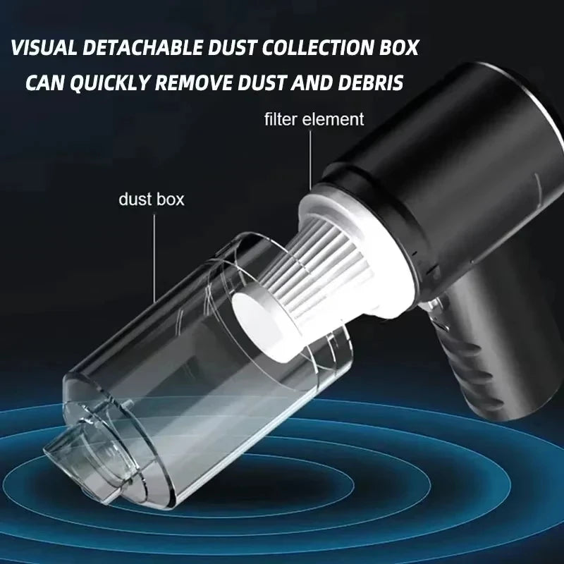 Aspiradora de Auto 3 en 1 – Succión y Soplado Integrado, Carga USB, Filtro HEPA Lavable