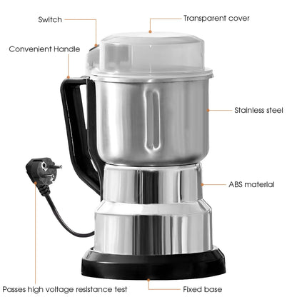 Procesador de Alimentos Eléctrico Multifunción 500ml 200W – Molinillo para Café, Granos y Especias con 4 Cuchillas
