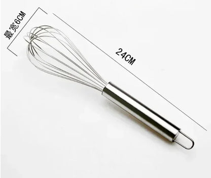 Batidor Manual de Acero Inoxidable 10" – Ideal para Huevos, Cremas, Salsas y Repostería