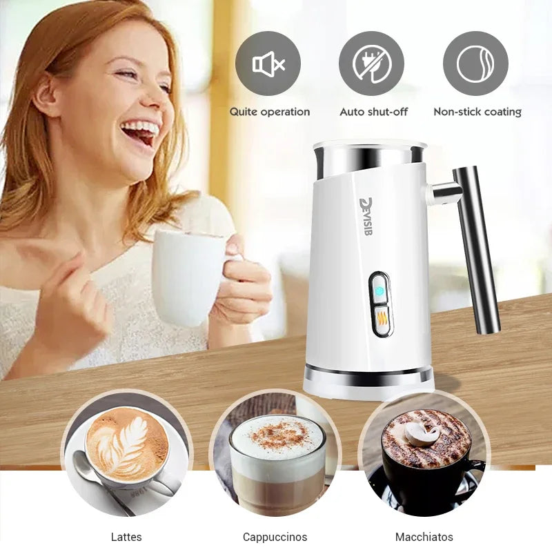 Espumador de Leche Eléctrico DEVISIB 3 en 1 – 300ml, Frío y Caliente para Café y Cappuccino