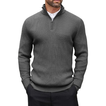 Pullover Quarter Zip para Hombre – Cuello Mock, Manga Larga, Abrigo Casual de Invierno