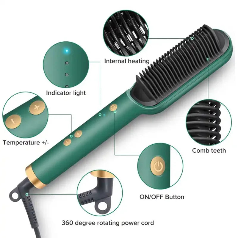 Cepillo Alisador Cerámico 3 en 1 – Plancha, Rizador y Secador con Tecnología PTC