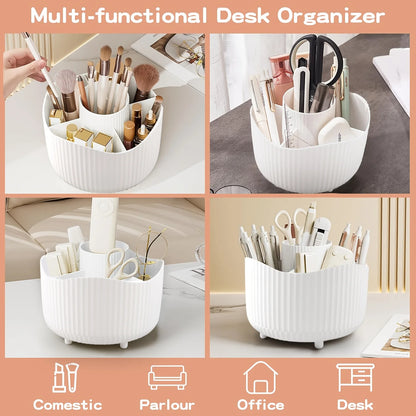 Organizador de Cosméticos Giratorio de Escritorio – Porta Pinceles Multifuncional para Baño y Tocador