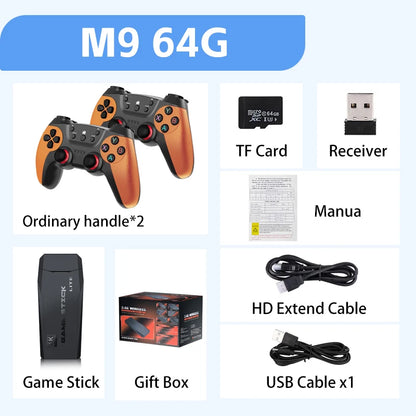 Consola Retro M9 – 4K, 30000 Juegos, 64GB, Doble Control Inalámbrico 2.4G, Compatible con PS1/GBA