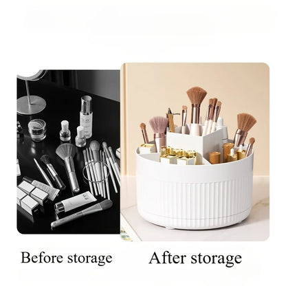Organizador de Cosméticos Giratorio de Escritorio – Porta Pinceles Multifuncional para Baño y Tocador