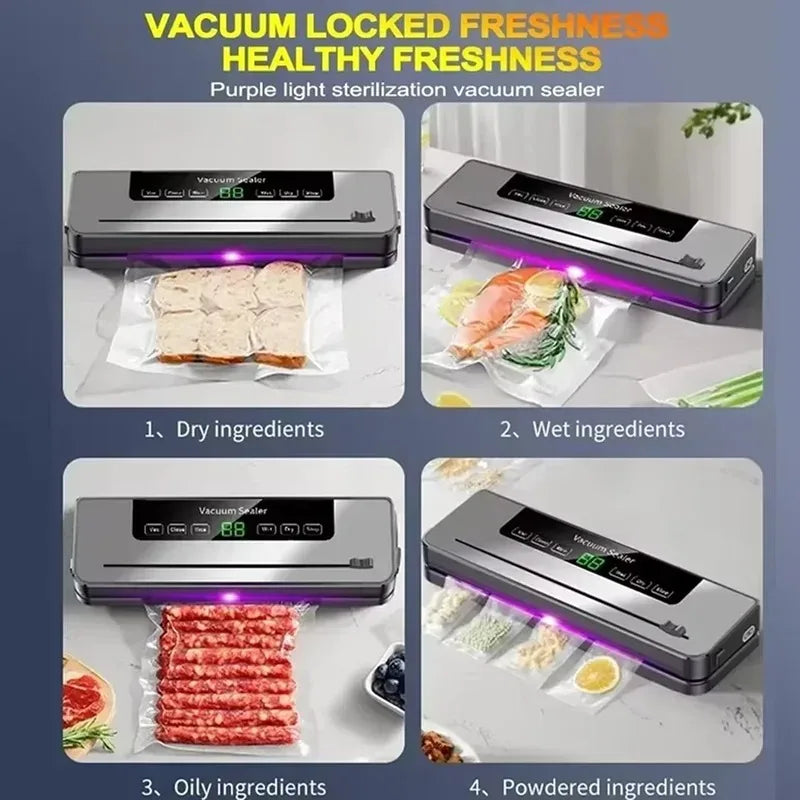 Selladora al Vacío Eléctrica Doméstica con Cortador Integrado – Conservación de Alimentos con Un Toque
