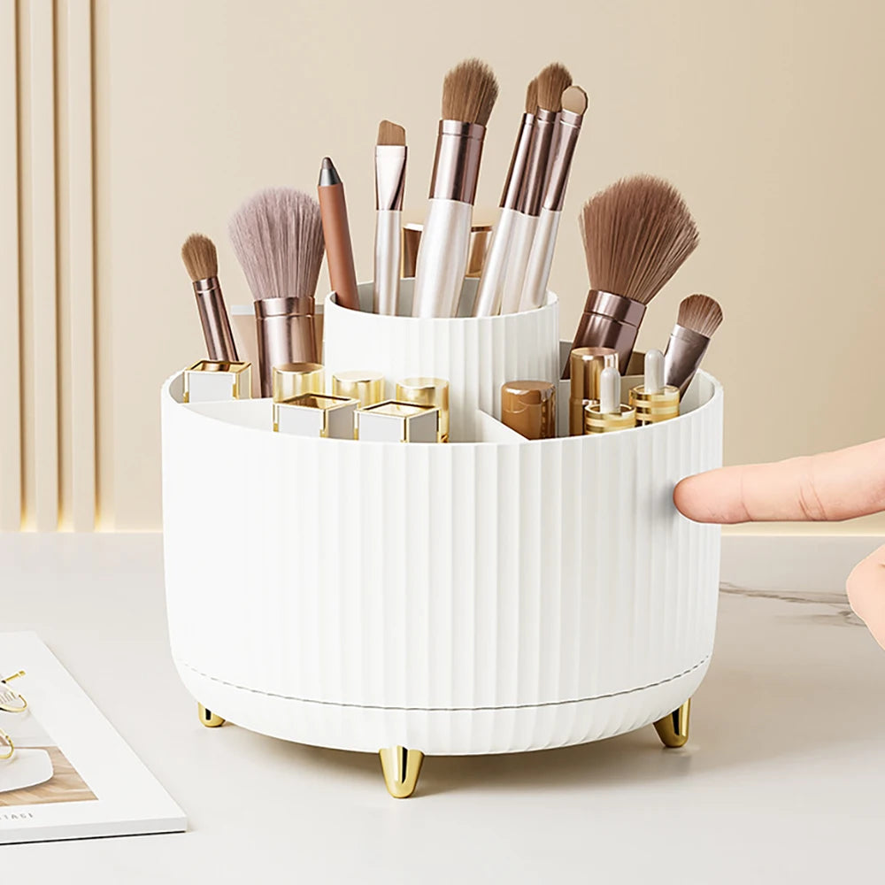Organizador de Maquillaje Giratorio 360° con Gran Capacidad – Porta Pinceles, Lápices y Cosméticos