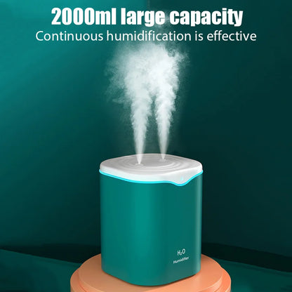Humidificador de Aire USB de 2000 ml con Doble Salida de Vapor.