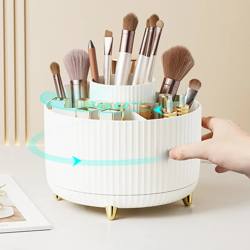 Organizador de Maquillaje Giratorio 360° con Gran Capacidad – Porta Pinceles, Lápices y Cosméticos