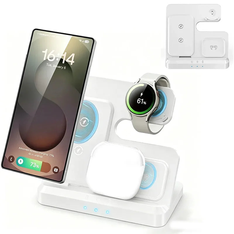 Estación de Carga Inalámbrica 3 en 1 – Carga Rápida para Samsung Galaxy, Watch y Buds
