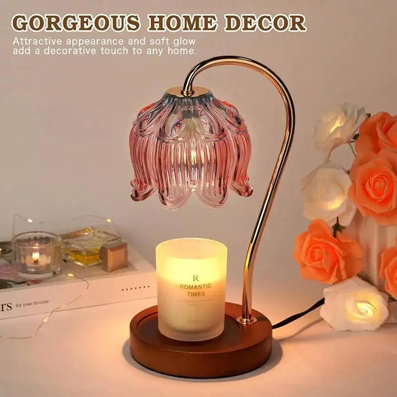 Calentador de Velas Nórdico de Vidrio – Luz Nocturna Retro para Dormitorio y Hogar