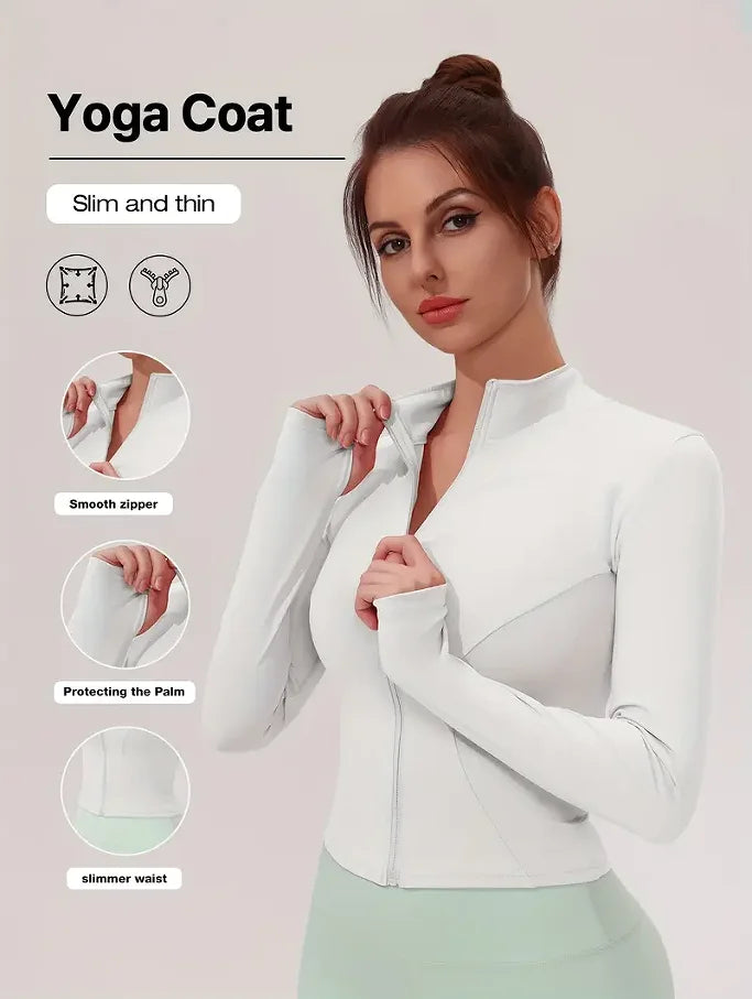 Campera Deportiva Slim para Mujer – Cuello Alto con Cierre, Running y Fitness