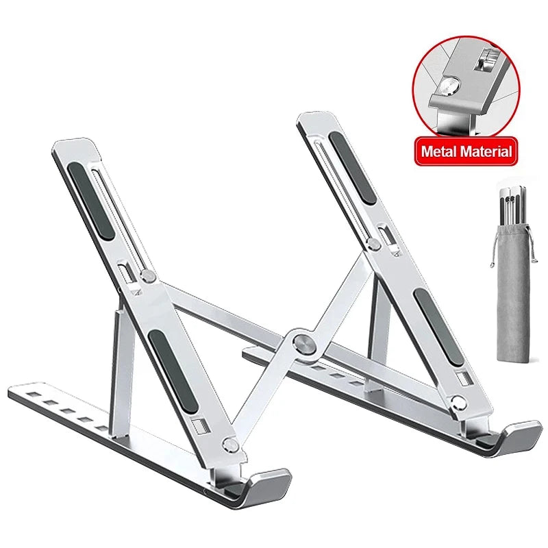 Soporte Metal Plegable para Laptop y Tablet – Aluminio con 6 Ángulos Ajustables