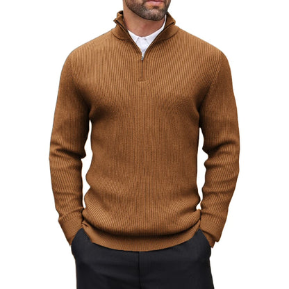 Pullover Quarter Zip para Hombre – Cuello Mock, Manga Larga, Abrigo Casual de Invierno