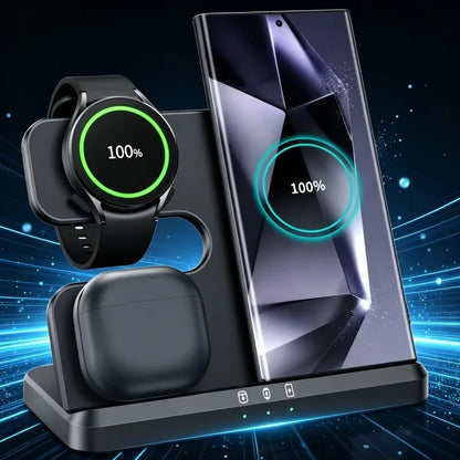 Estación de Carga Inalámbrica 3 en 1 – Carga Rápida para Samsung Galaxy, Watch y Buds