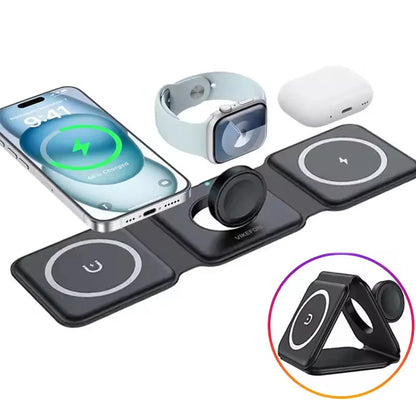 Cargador Inalámbrico Magnético Plegable 15W USB-C – Para Teléfonos, Relojes y Auriculares
