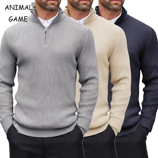 Pullover Quarter Zip para Hombre – Cuello Mock, Manga Larga, Abrigo Casual de Invierno