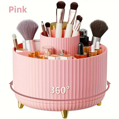 Porta Pinceles de Maquillaje Giratorio 360° con 5 Ranuras – Organizador Multifuncional para Tocador y Baño