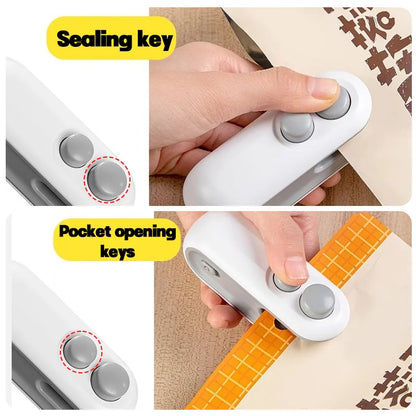 Selladora de Bolsas Mini 2 en 1 Recargable con Cortador y Imán