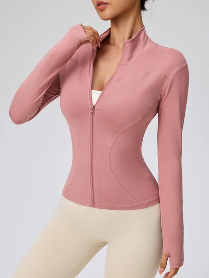 Campera Deportiva Slim para Mujer – Cuello Alto con Cierre, Running y Fitness